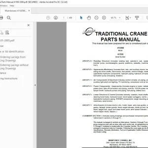 Manitowoc Traditional Crane 4000W Parts Manual SN 41569  - PDF DOWNLOAD