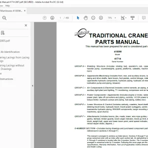 Manitowoc Traditional Crane 4000W Parts Manual SN 41714 PDF