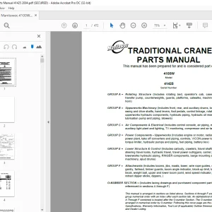Manitowoc Traditional Crane 4100W Parts Manual 41425 - PDF DOWNL