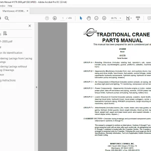 Manitowoc Traditional Crane 4100W Parts Manual 41578  -PDF DOWNLOAD