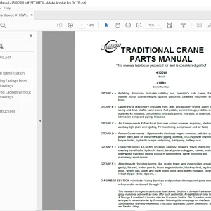 Manitowoc Traditional Crane 4100W Parts Manual 41589  - PDF DOWNLOAD
