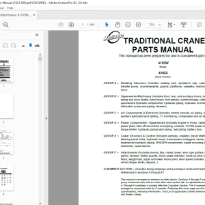 Manitowoc Traditional Crane 4100W Parts Manual 41623 PDF