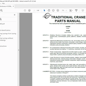 Manitowoc Traditional Crane 4100W Parts Manual 41646  - PDF DOWNLOAD
