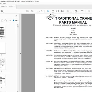 Manitowoc Traditional Crane 4100W Parts Manual 41688 - PDF DOWNLOAD