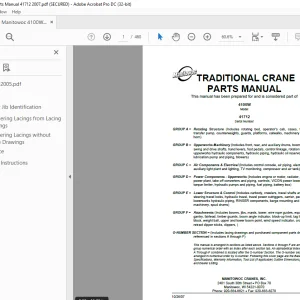 Manitowoc Traditional Crane 4100W Parts Manual 41712 PDF