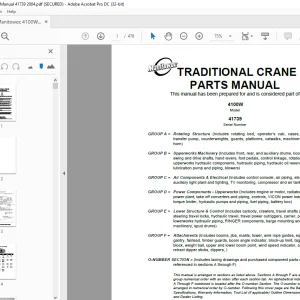 Manitowoc Traditional Crane 4100W Parts Manual 41739 - PDF DOWNLOAD