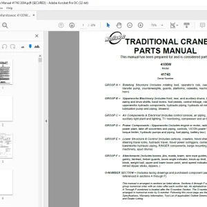 Manitowoc Traditional Crane 4100W Parts Manual 41743 PDF