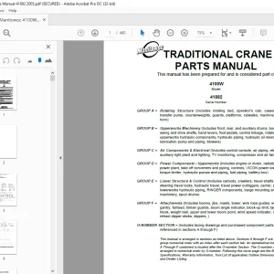 Manitowoc Traditional Crane 4100W Parts Manual 41882 - PDF DOWNLOAD