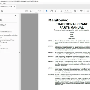 Manitowoc Traditional Crane 4100W Parts Manual SN 41518 - PDF DOWNLOAD