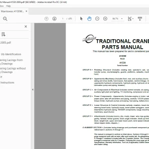 Manitowoc Traditional Crane 4100W Parts Manual SN 41530 - PDF DOWNLOAD