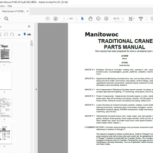 Manitowoc Traditional Crane 4100W Parts Manual SN 41546 - PDF DOWNLOAD