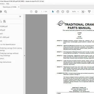 Manitowoc Traditional Crane 4100W Parts Manual SN 41549 - PDF DOWNLOAD