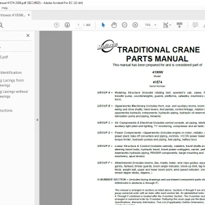 Manitowoc Traditional Crane 4100W Parts Manual SN 41574 - PDF DOWNLOAD
