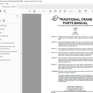 Manitowoc Traditional Crane 4100W Parts Manual SN 41593 - PDF DOWNLOAD