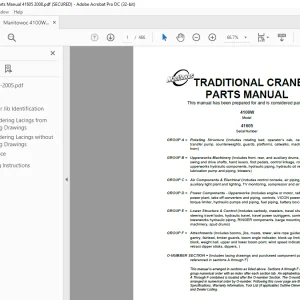 Manitowoc Traditional Crane 4100W Parts Manual SN 41605  - PDF DOWNLOAD