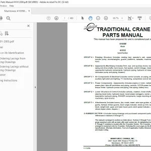 Manitowoc Traditional Crane 4100W  Parts Manual SN 41610 - PDF DOWNLOAD