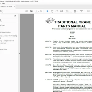 Manitowoc Traditional Crane 4100W Parts Manual SN 41624 - PDF DOWNLOAD