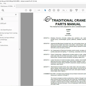 Manitowoc Traditional Crane 4100W Parts Manual SN 41628 - PDF DOWNLOAD