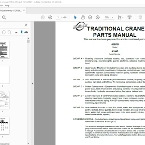 Manitowoc Traditional Crane 4100W Parts Manual SN 41643 - PDF DOWNLOAD