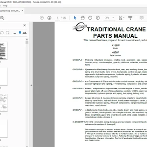 Manitowoc Traditional Crane 4100W Parts Manual SN 41707 - PDF DOWNLOAD