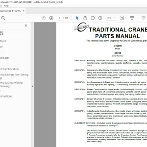 Manitowoc Traditional Crane 4100W Parts Manual SN 41755 - PDF DOWNLOAD