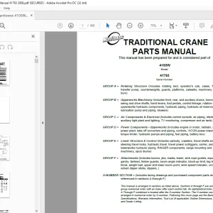 Manitowoc Traditional Crane 4100W Parts Manual SN 41763 PDF