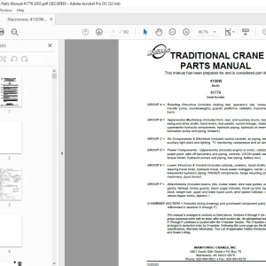 Manitowoc Traditional Crane 4100W Parts Manual SN 41776 - PDF DOWNLOAD