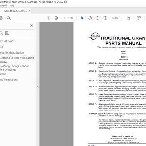 Manitowoc Traditional Crane 4600 Parts Manual 460014 PDF