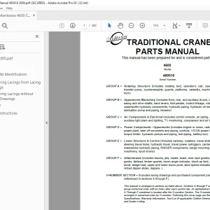 Manitowoc Traditional Crane 4600 Parts Manual 460016  - PDF DOWNLOAD