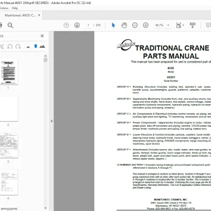 Manitowoc Traditional Crane 4600 Parts Manual 46261 -  PDF DOWNLOAD