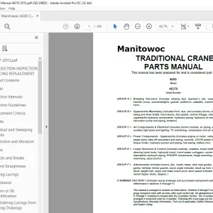 Manitowoc Traditional Crane 4600 Parts Manual 46376 - PDF DOWNLOAD