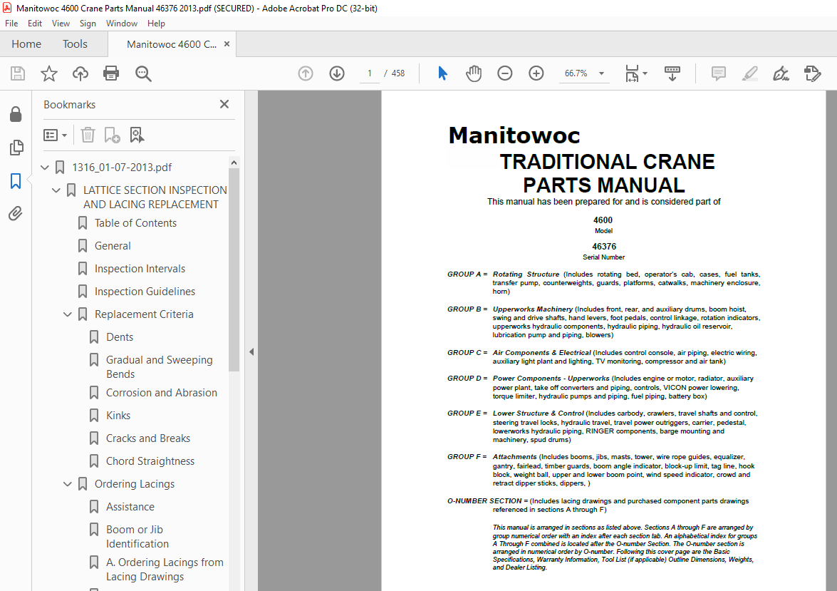 Manitowoc Traditional Crane 4600 Parts Manual 46376 - PDF DOWNLOAD ...