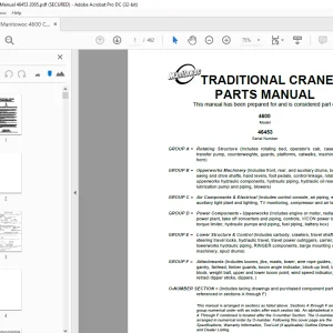 Manitowoc Traditional Crane 4600 Parts Manual 46453 PDF