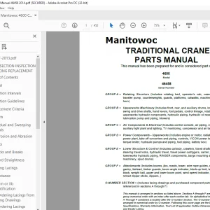 Manitowoc Traditional Crane 4600 Parts Manual 46458 -  PDF DOWNLOAD