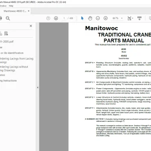 Manitowoc Traditional Crane 4600 Parts Manual 46492 -  PDF DOWNLOAD