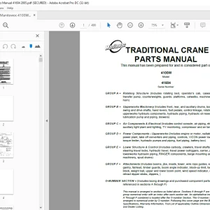 Manitowoc Traditional Crane 4600 Parts Manual SN 41604 - PDF DOWNLOAD
