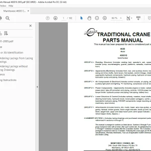 Manitowoc Traditional Crane 4600 Parts Manual SN 460018  - PDF DOWNLOAD