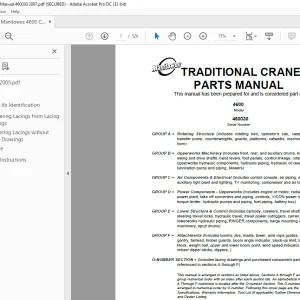 Manitowoc Traditional Crane 4600 Parts Manual SN 460030 - PDF DOWNLOAD