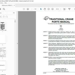 Manitowoc Traditional Crane 4600 Parts Manual SN 460037 - PDF DOWNLOAD