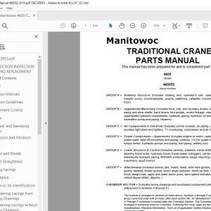 Manitowoc Traditional Crane 4600 Parts Manual SN 460052 - PDF DOWNLOAD