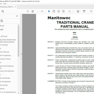 Manitowoc Traditional Crane 4600 Parts Manual SN 460053 - PDF DOWNLOAD