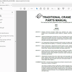 Manitowoc Traditional Crane 4600 Parts Manual SN 460060 - PDF DOWNLOAD