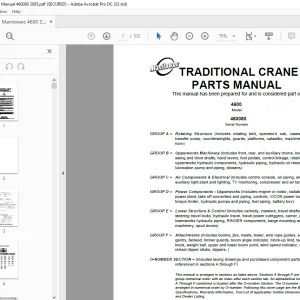 Manitowoc Traditional Crane 4600 Parts Manual SN 460080 - PDF DOWNLOAD