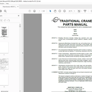 Manitowoc Traditional Crane 4600 Parts Manual SN 46103 PDF