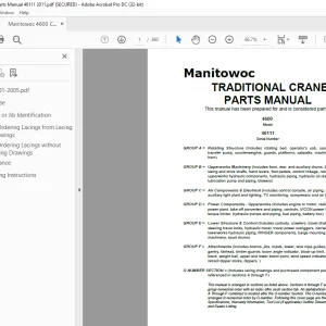 Manitowoc Traditional Crane 4600 Parts Manual SN 46111 PDF