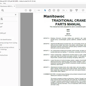 Manitowoc Traditional Crane 4600 Parts Manual SN 46131 - PDF DOWNLOAD