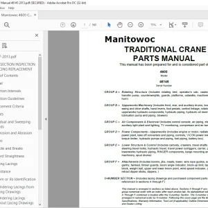 Manitowoc Traditional Crane 4600 Parts Manual SN 46145 PDF
