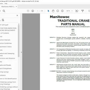 Manitowoc Traditional Crane 4600 Parts Manual SN 46151 - PDF DOWNLOAD