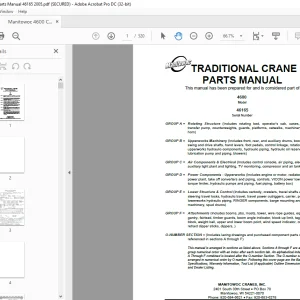 Manitowoc Traditional Crane 4600 Parts Manual SN 46165 - PDF DOWNLOAD