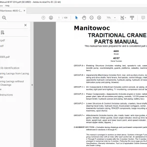 Manitowoc Traditional Crane 4600 Parts Manual SN 46197 PDF